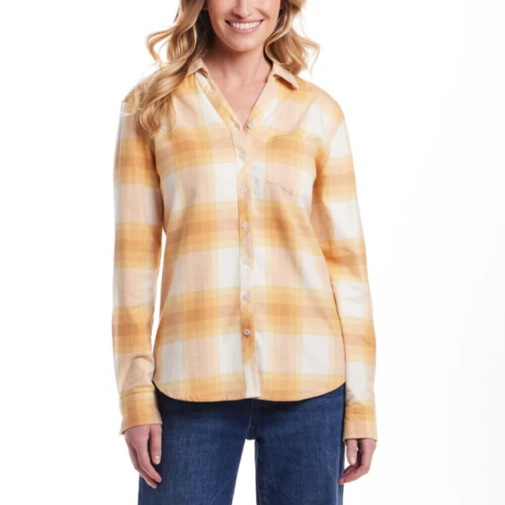 Weatherproof Vintage Women's Flannel Shirt Small Plaid Button Down a1625